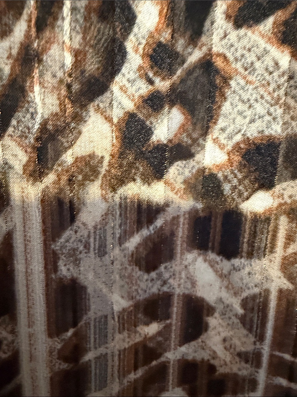 Chico’s Animal Print Tunic Top Size XL (3) Brown Black Button Front Sheer Blouse - Picture 8 of 10